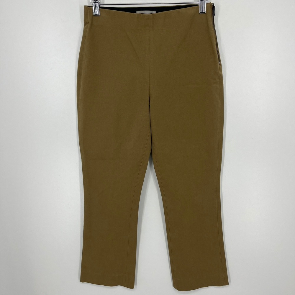Everlane Womens Ochre Brown Side Zip Kick Flare Cropped Stretch Pants Size 4
